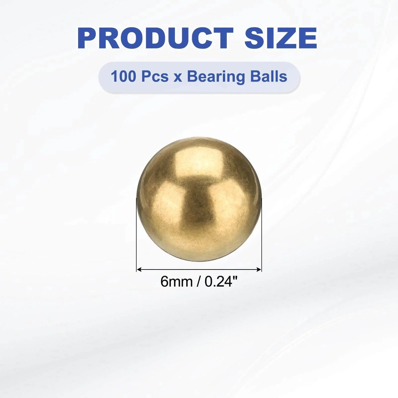 6mm Precision H65 Brass Bearing Sphere, 100-Pac Bearing Balls for Machinery and DIY