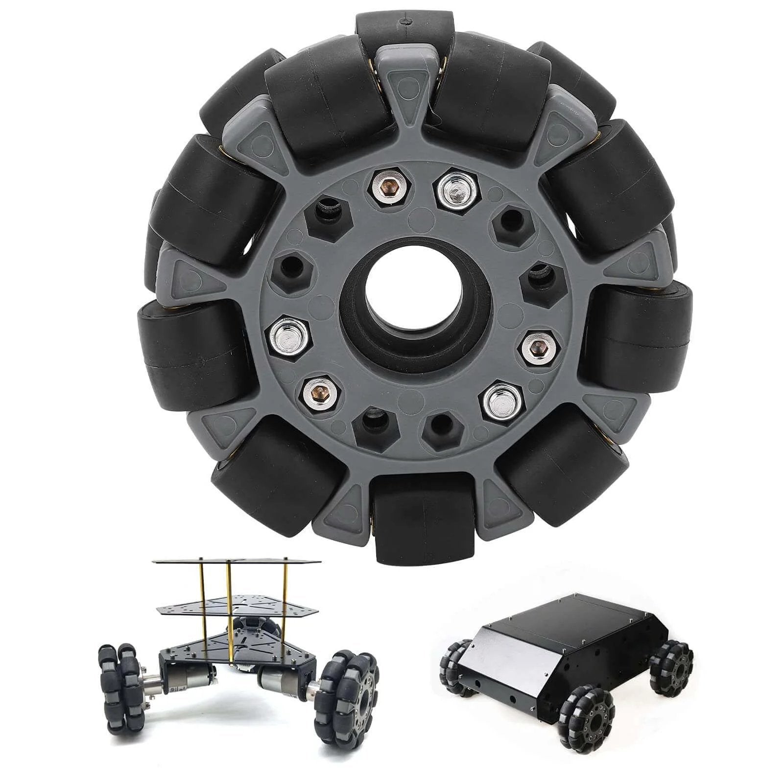 Omni Wheel for Robot 100mm 360 Degree Omnidirectional Plastic Wheel, 20KG Load Capacity Double Omni Wheel with Rubber Rollers