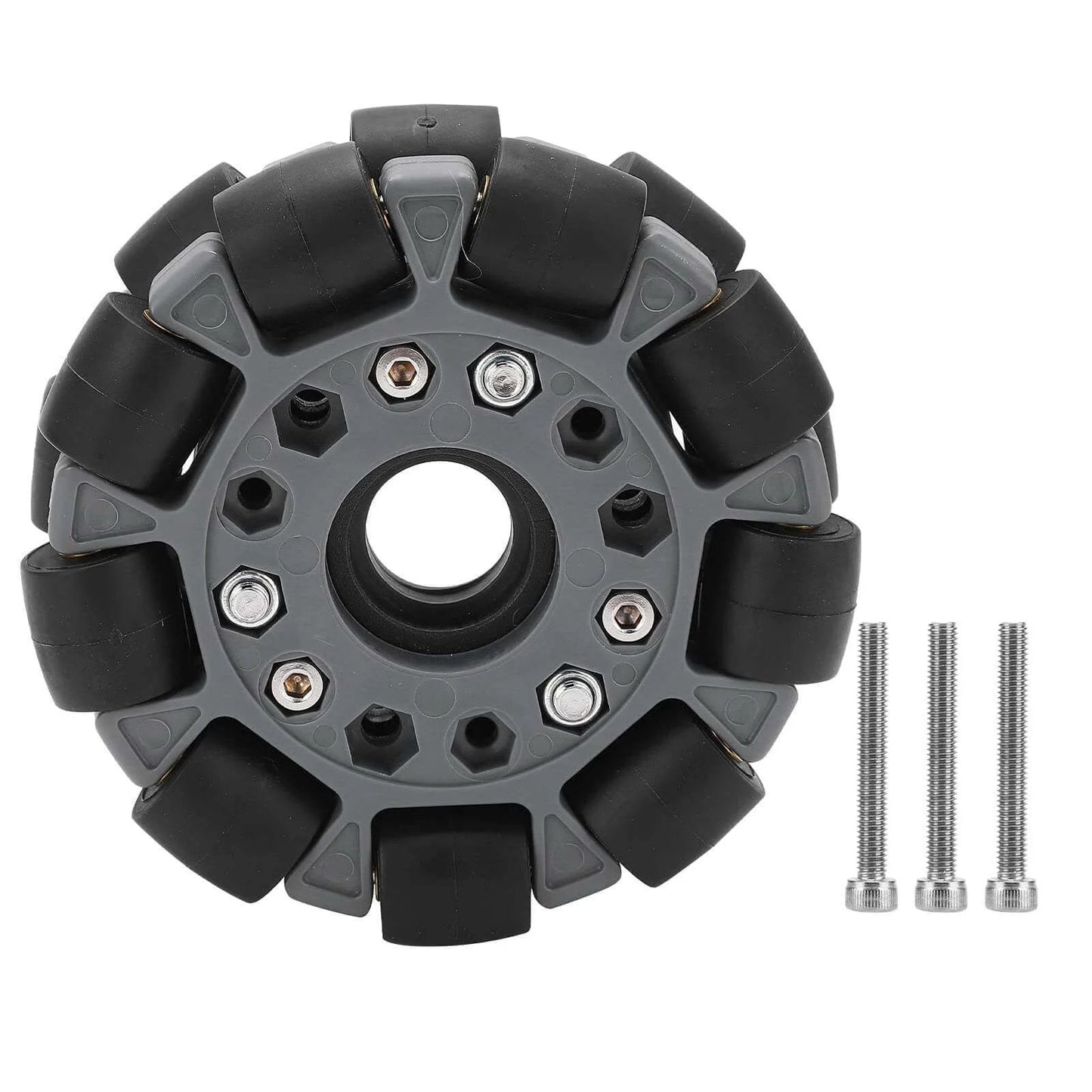 Omni Wheel for Robot 100mm 360 Degree Omnidirectional Plastic Wheel, 20KG Load Capacity Double Omni Wheel with Rubber Rollers and Brass Bearings