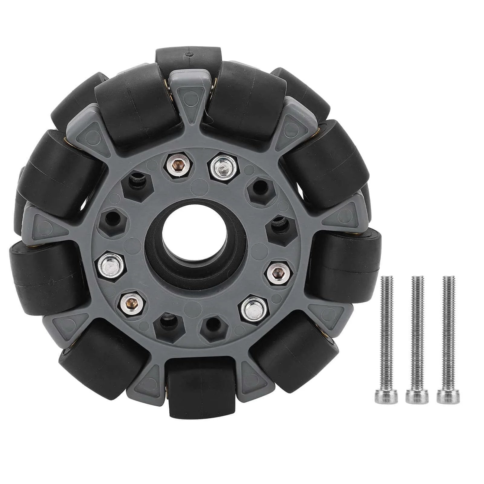 Omni Wheel for Robot 100mm 360 Degree Omnidirectional Plastic Wheel, 20KG Load Capacity Double Omni Wheel with Rubber Rollers and Brass Bearings