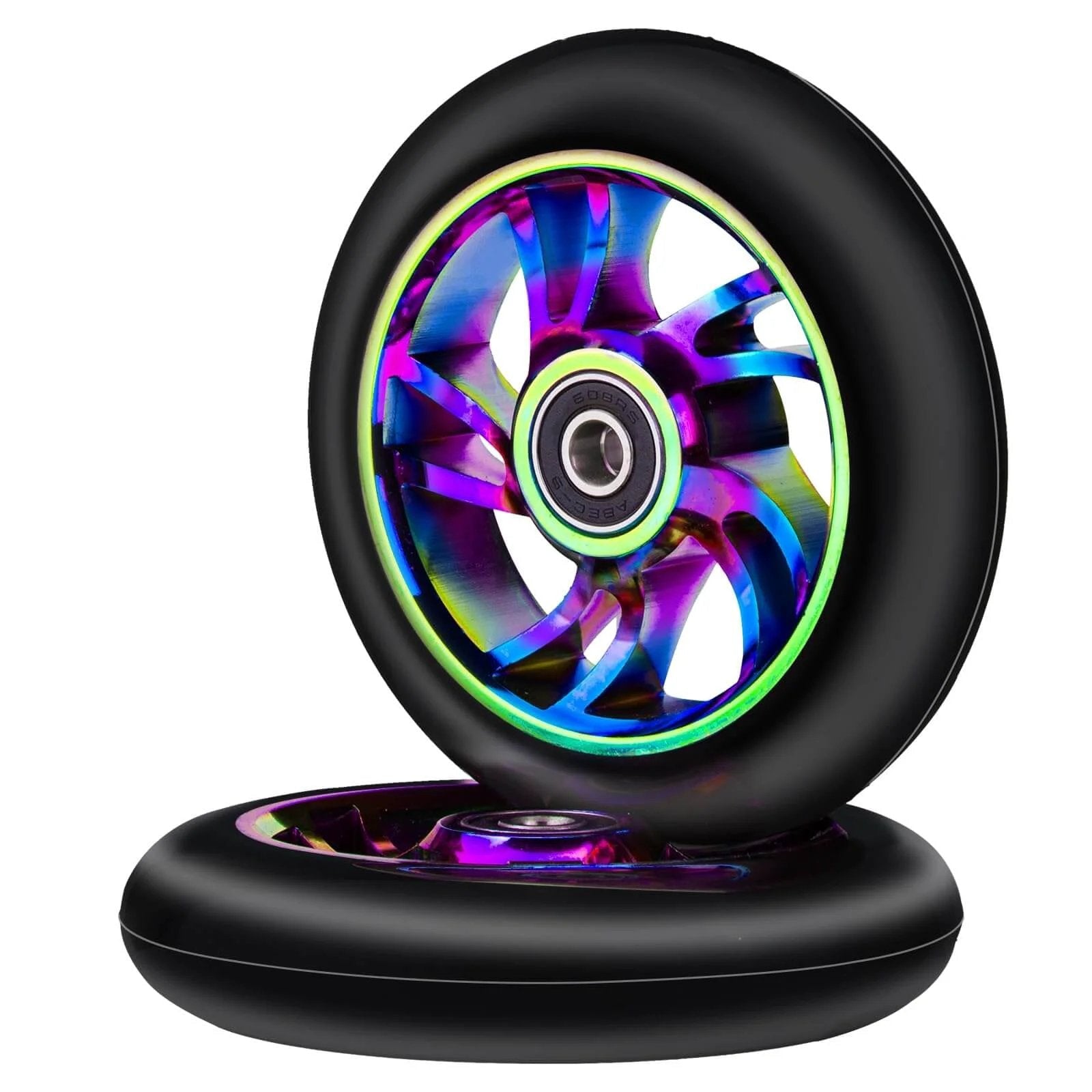 100mm Scooter Replacement Wheels 2 Pack with 88A PU Tires Aluminum Core and 608RS Bearings Installed for Pro and Kick Scooters