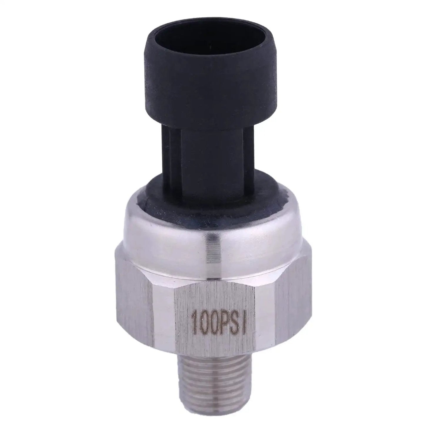 High-Accuracy 0-100 PSI Pressure Sensor Transducer With 1/8-27 NPT Thread, 0.5-4.5V Output, 316 Stainless Steel Housing front view