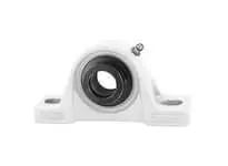 Front view of 1-7/16 in (36.51 mm) eccentric collar pillow block, single unit, low-profile sealed ball bearing with cast iron housing.