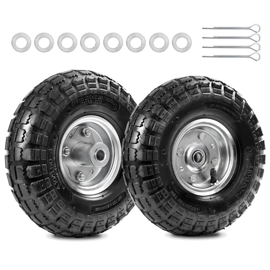 ✝️ 10" heavy-duty replacement tires, 4.10/3.50-4" for gorilla carts, hand trucks, lawn mowers; includes washers and pins
