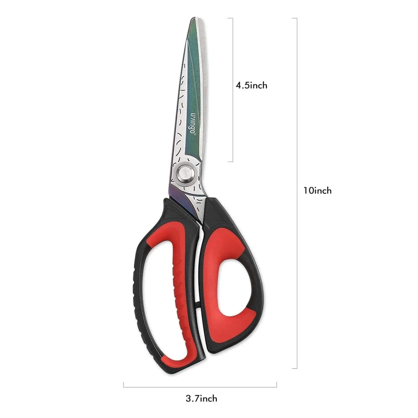 10 Inch Heavy Duty Scissors With Titanium Coating Forged Stainless Steel Blades For Pruning Gardening Fabric And Household Tasks Rust Resistant Multipurpose Shears With Red And Black Handles