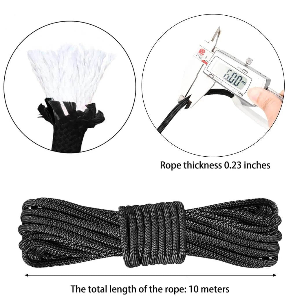 Image showing detailed view of the 1/4 inch nylon rope 33ft used with the 48MM Stainless Steel Crane Pulley Block and Tackle Pulley System.