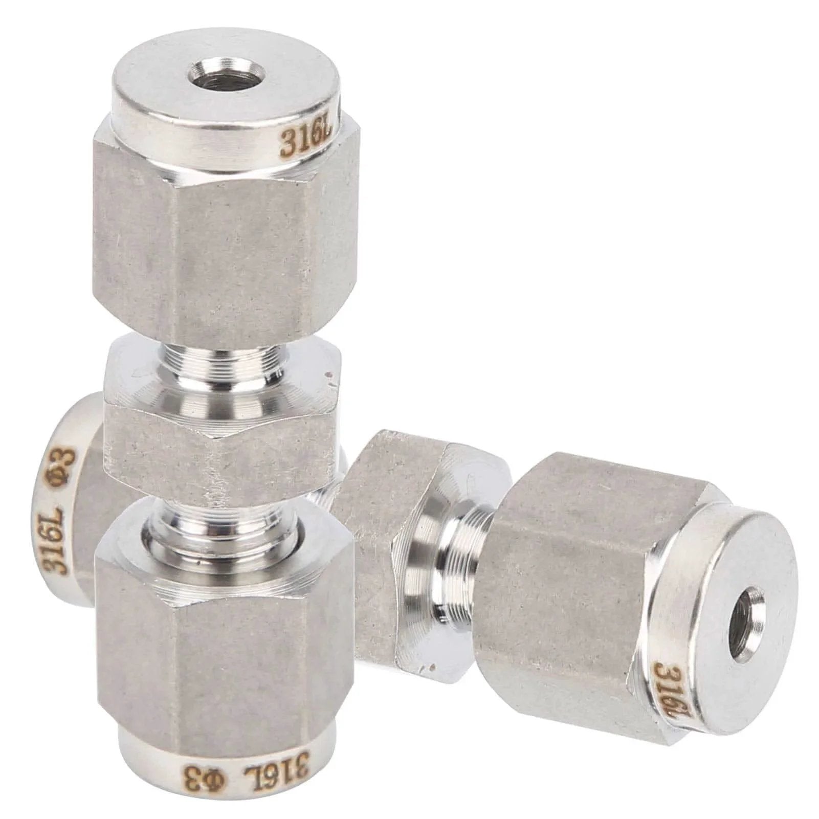 10mm 316 Stainless Steel Compression Fitting Union Straight Tube Connector for Industrial Petrochemical Automotive Marine Applications