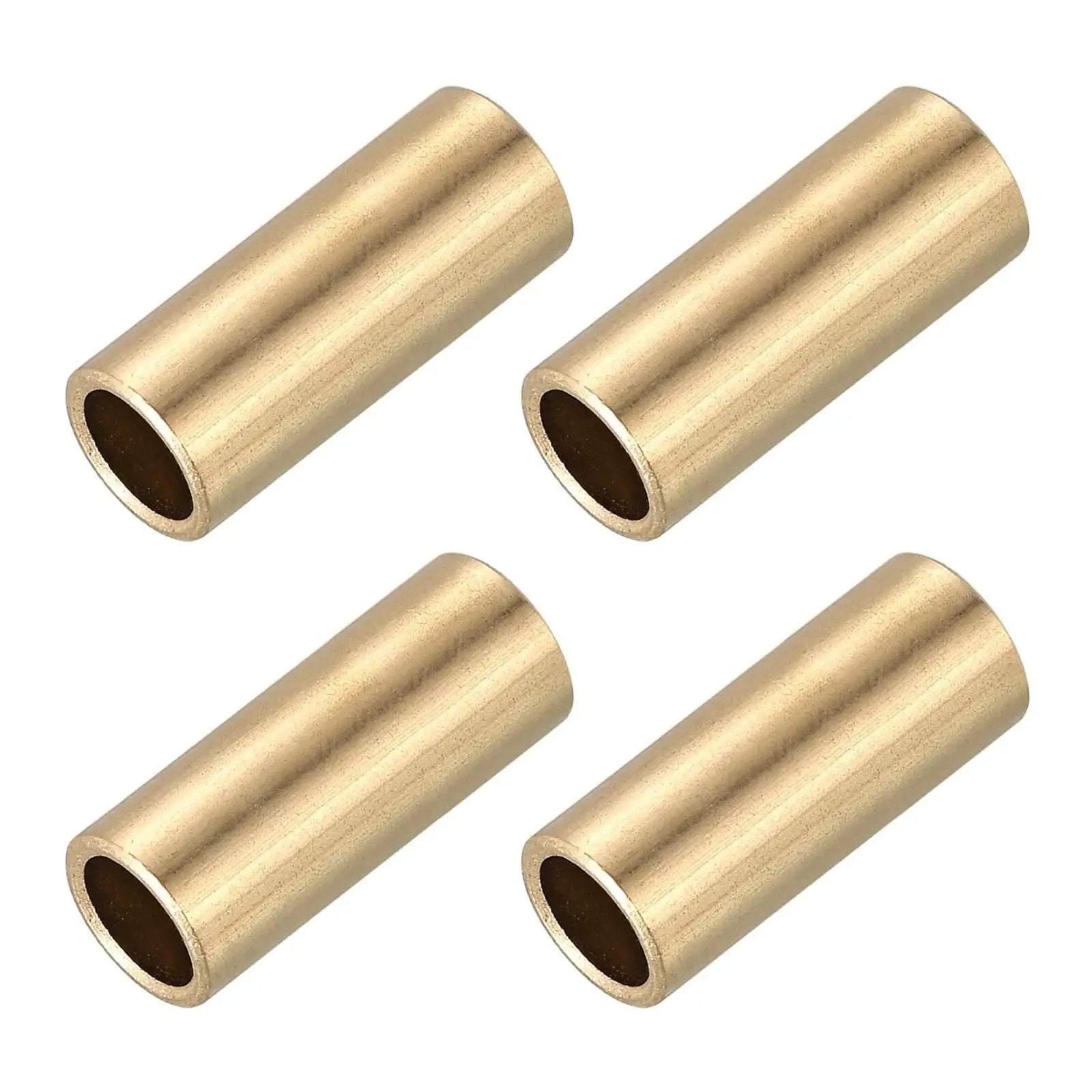 Pack of 4 gold tone 10mm bore sleeve bearings, 12mm outer diameter, 20mm length, self lubricating cast brass bushing for machinery.