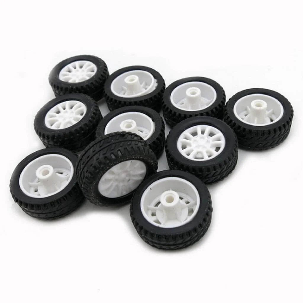 10pcs Toy Car Wheels 20mm Rubber Tires with 1.9mm Hole for 2mm Shaft DIY Model Accessories Small RC Car Truck Wheels 8mm Width