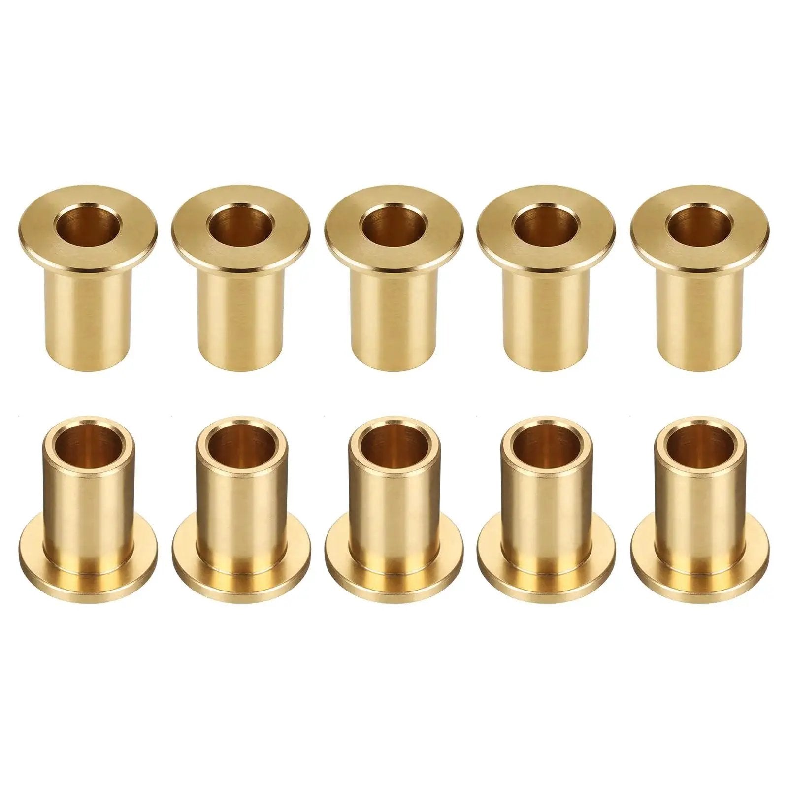 10 Pcs Flange Sleeve Bearings With 10mm Bore, 16mm OD And 20mm Length, 22mm Flange Diameter, 3mm Flange Thickness, Self Lubricating Sintered Bronze Bushings