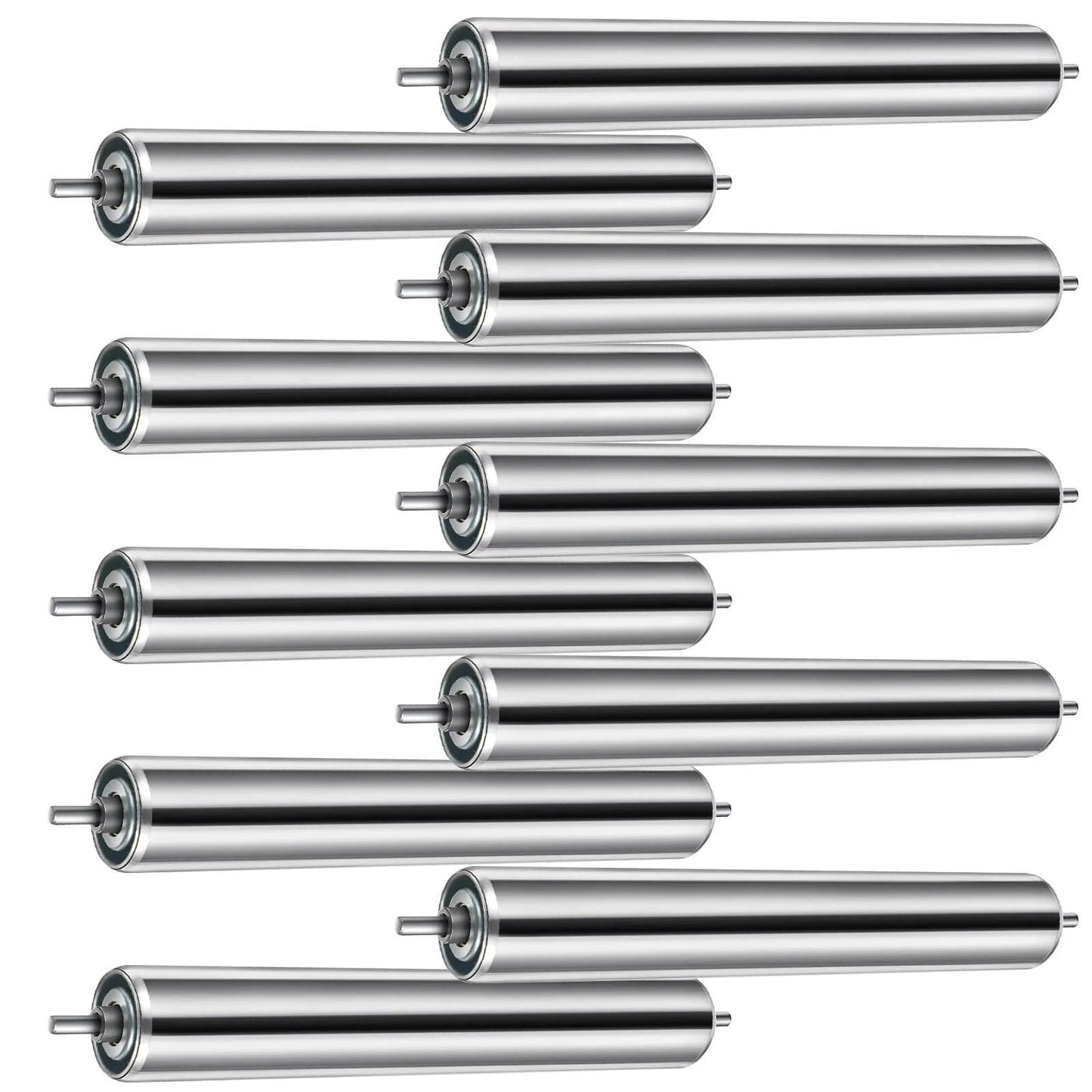 10 Pcs Conveyor Rollers Galvanized Steel Roller 10'' in Length and 1.5'' in Diameter 1/4'' Axle Diameter, Replacement Conveyor Belt Rollers for Roller Stands
