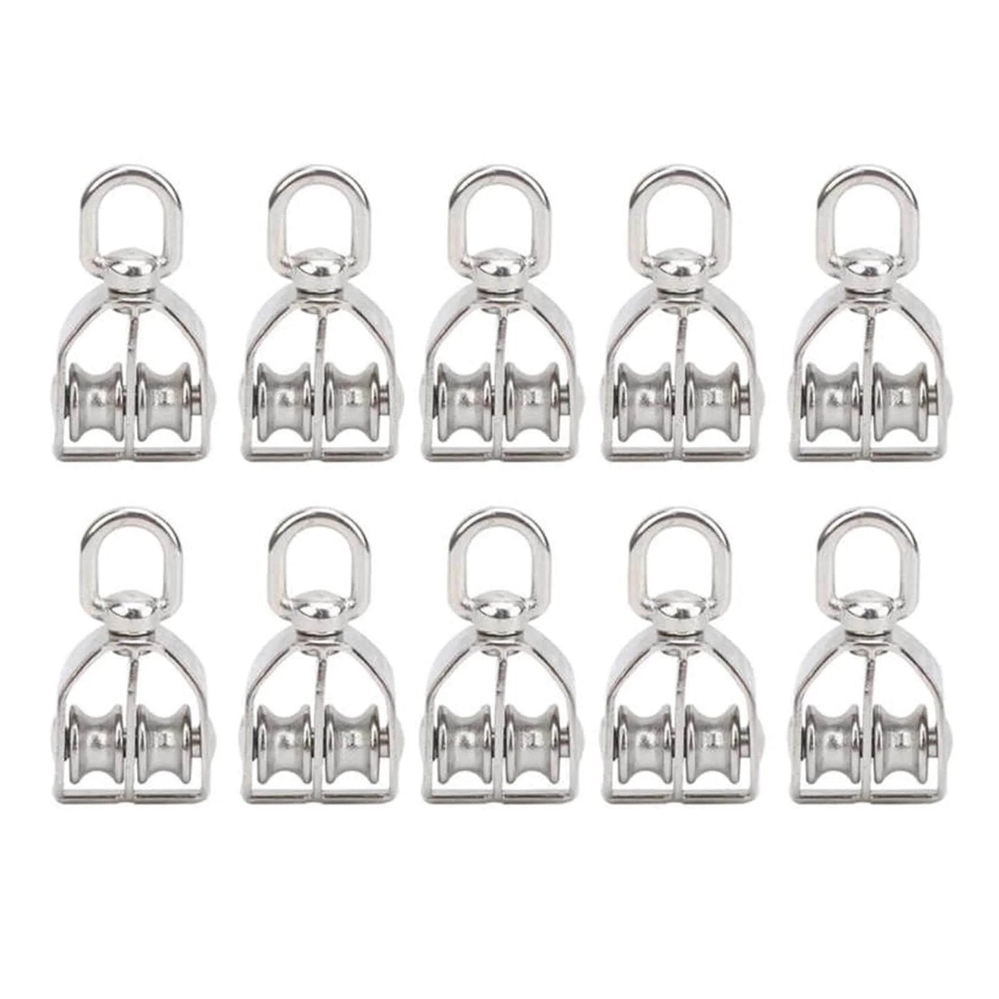 10Pcs M15 Pulley Block 304 Stainless Steel Heavy Duty Traction Wheel Single/Double Wheel Lifting Rope Block(Single)