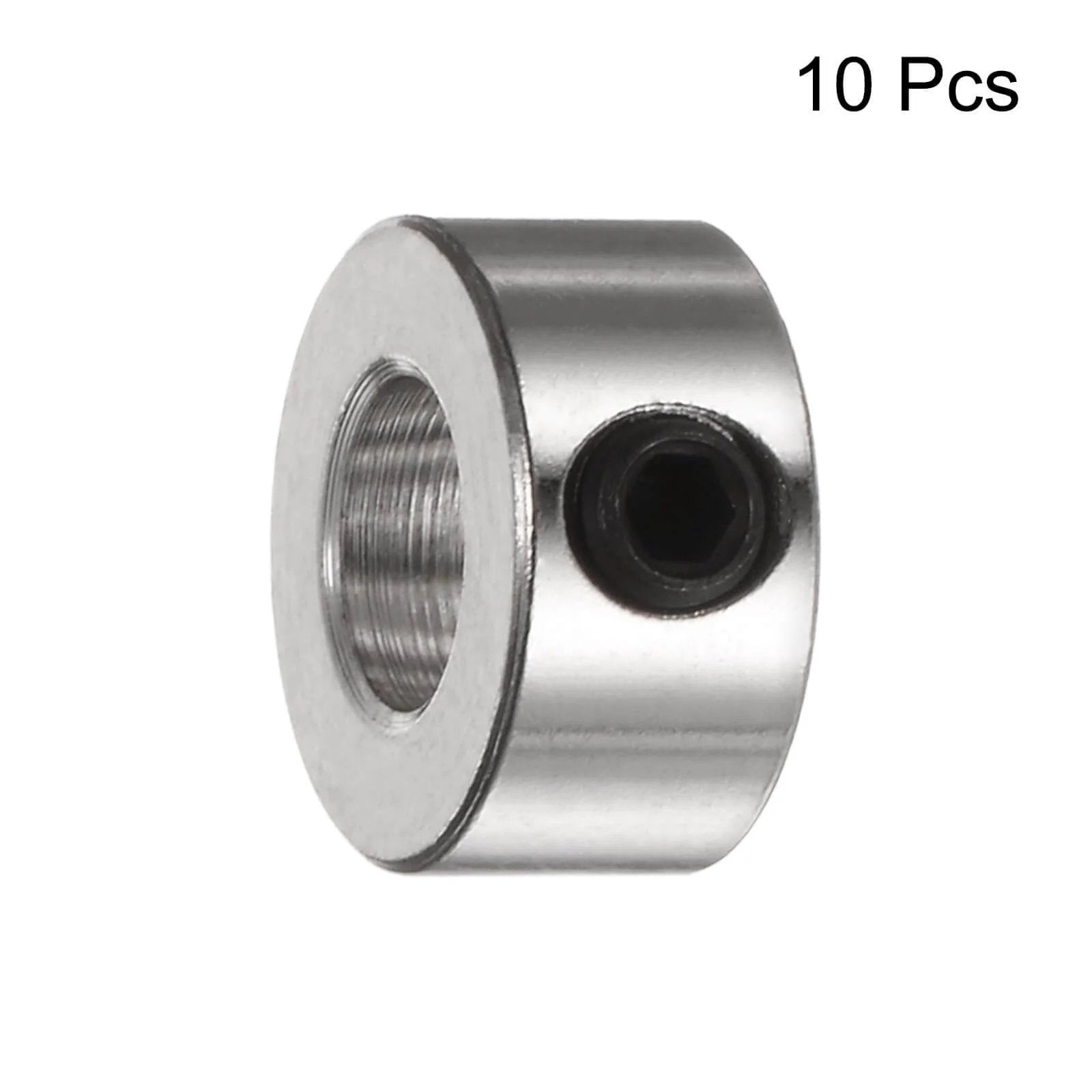 Nickel-plated carbon steel 10pcs Set Screw Collars 5.05mm Bore Shaft Collars, 10mm OD, 5mm Width, side view