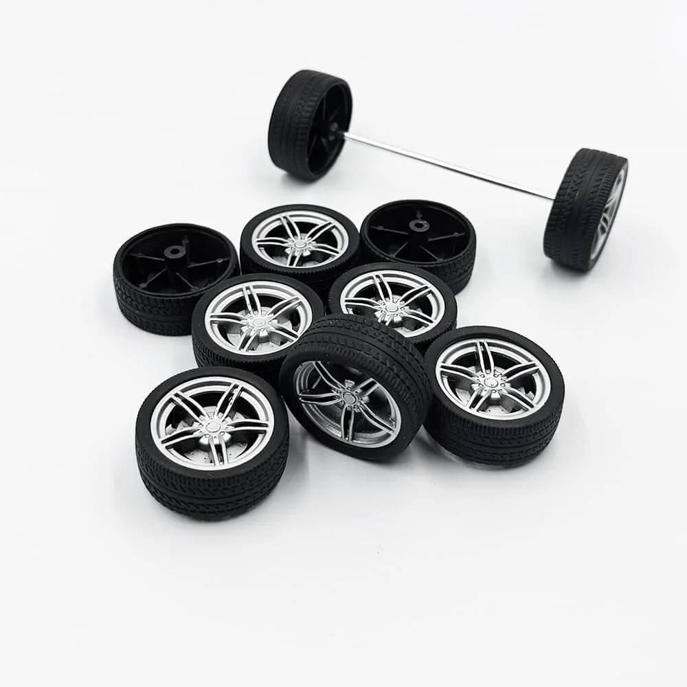 10PCS Toy Car Wheels 40mm Rubber Tire Wheels with Metal Shaft for RC Car Truck DIY Model Toy Wheel Replacement Accessories