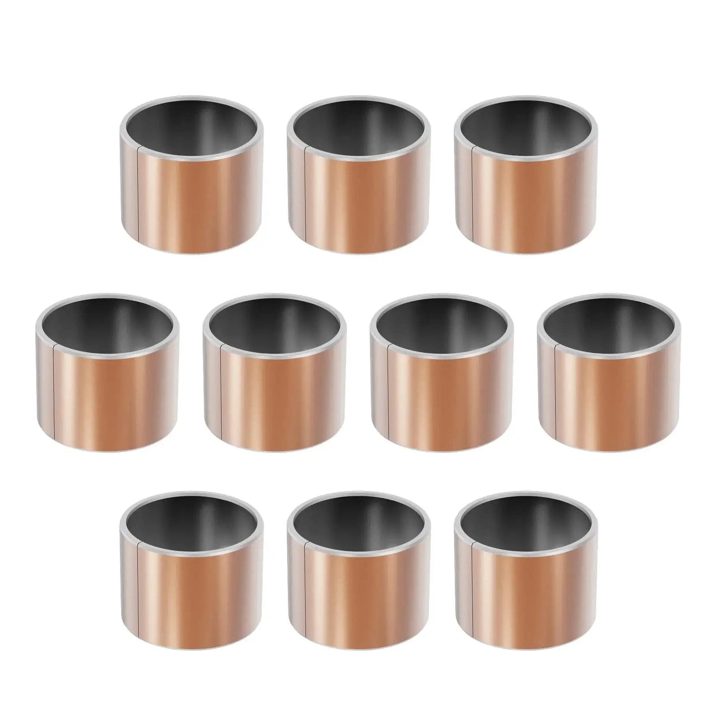10 Pcs Sleeve Bearings Set For Industrial Machinery And Sliding Parts, 18mm Bore, 20mm OD, Bronze Bushings, Image showing all 10 pieces.