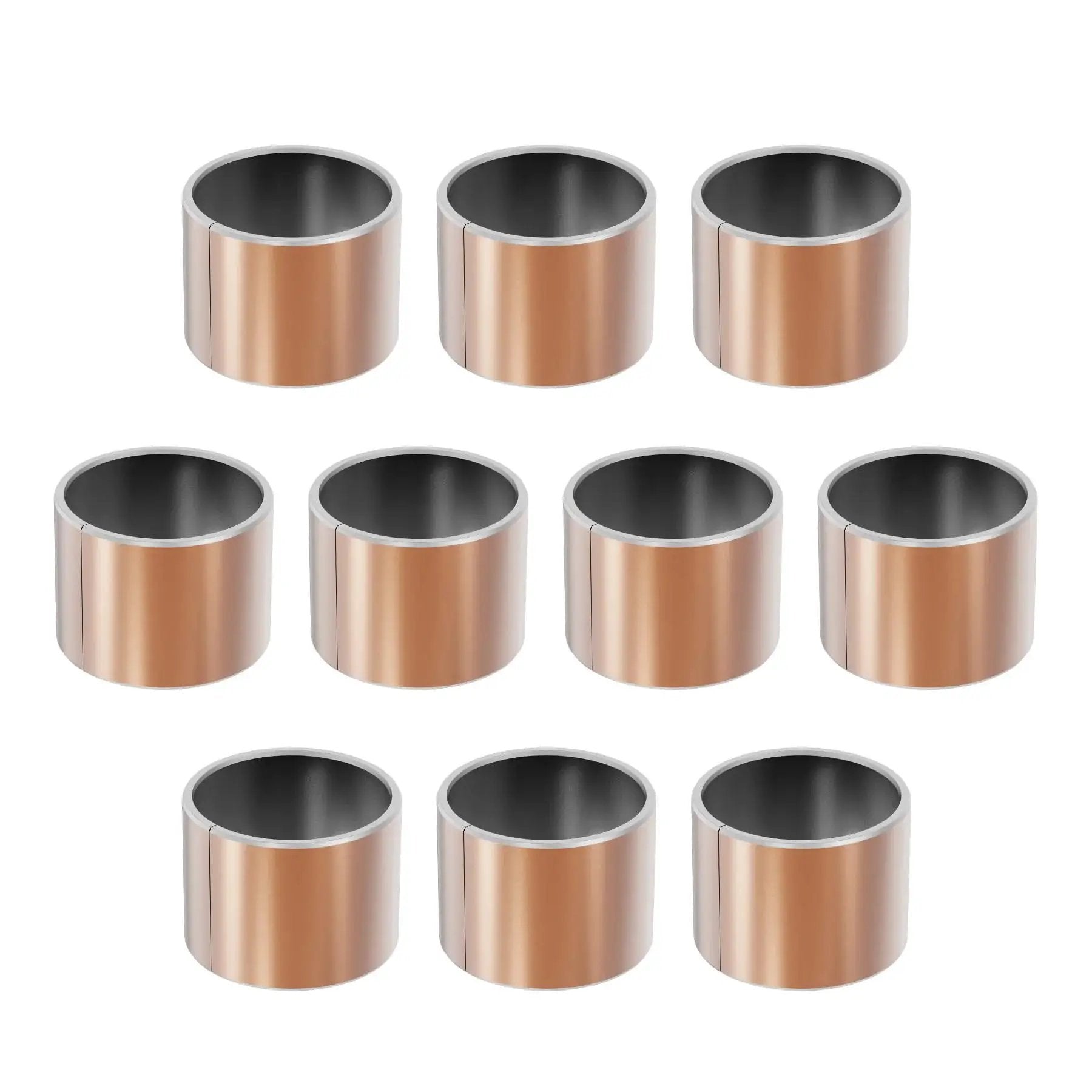 10 Pcs Sleeve Bearings Set For Industrial Machinery And Sliding Parts, 18mm Bore, 20mm OD, Bronze Bushings, Image showing all 10 pieces.