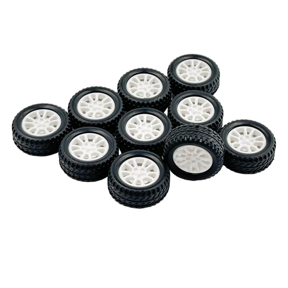 10pcs Toy Car Wheels 20mm Rubber Tires with 1.9mm Hole for 2mm Shaft DIY Model Accessories Small RC Car Truck Wheels 8mm Width Shaft Not Included