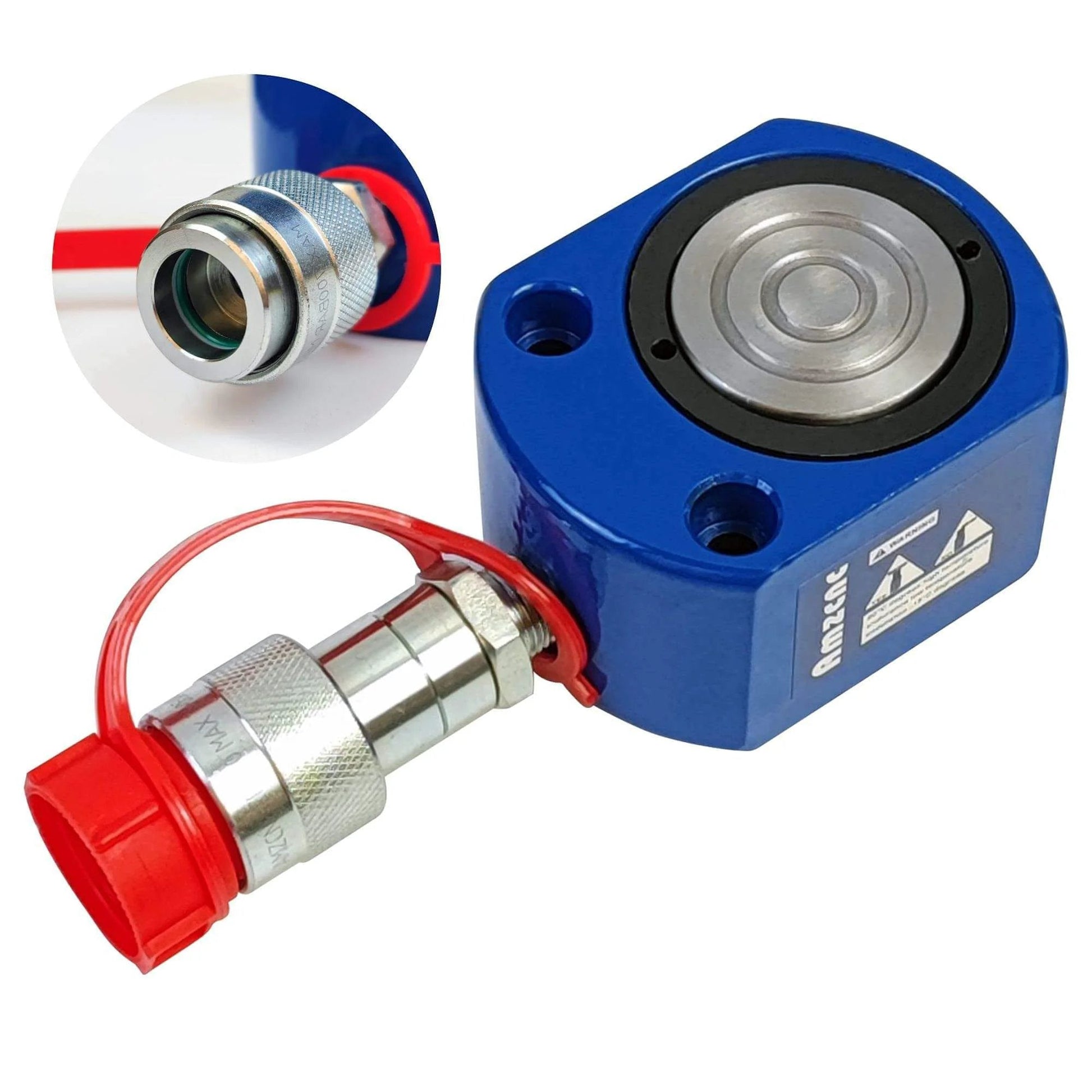 ✝️ 10T Hydraulic Ram Cylinder Low Profile Hydraulic Cylinder Jack Single Section Mini Jack Ram 12mm Stroke, close-up