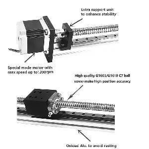 11" Actuator NEMA 23 CNC Ballscrew Linear Motion Slide Rail Table - a Motor