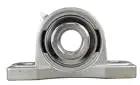 Front view of 1-1/4 Inch Stainless Steel Pillow Block Bearing With Wide Inner Ring And Two Set Screws, Grease Zerk, Stainless Steel Housing.