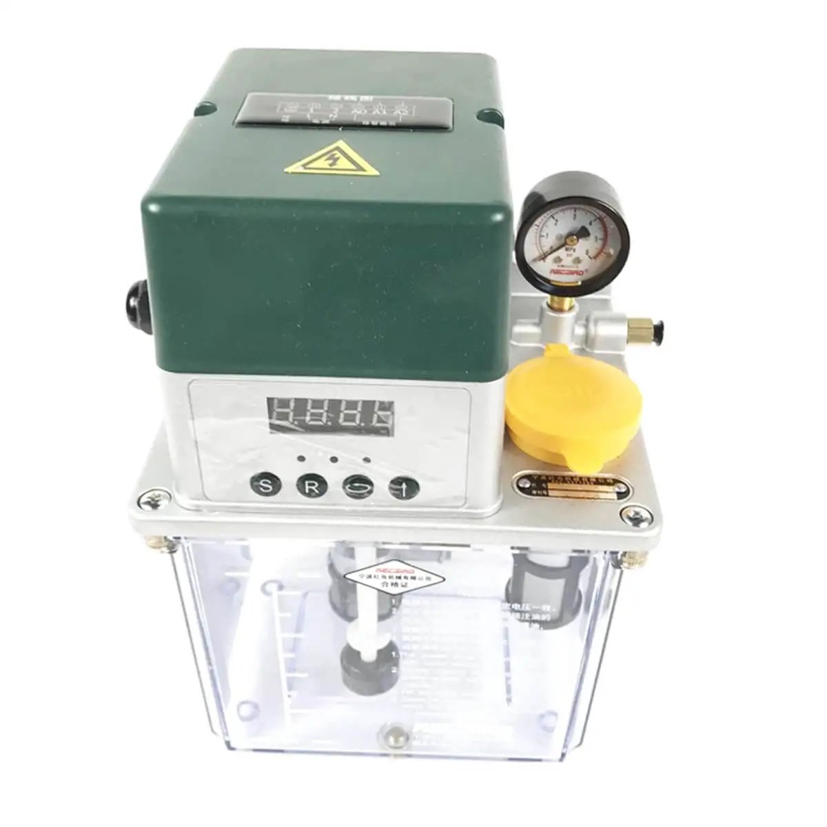 110V Automatic Lubrication Pump With Pressure Gauge For CNC Machines Lathe Milling Punching Tooling 2L Reservoir Capacity