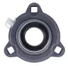 1 Inch Three Bolt Flange Bearing With Lock Collar For Shaft Mount Cast Iron Housing With Grease Zerk, front view