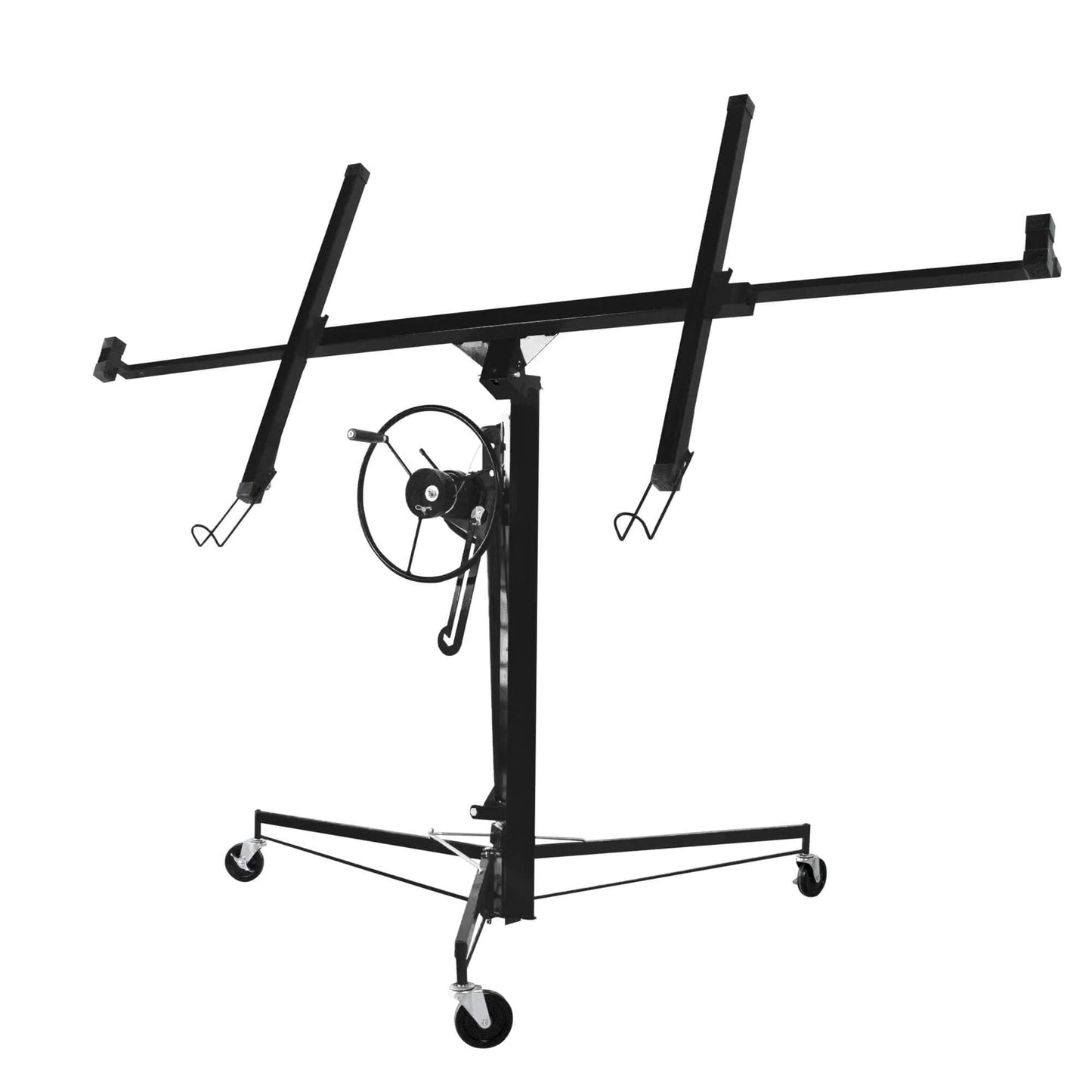 11FT Drywall Lift Panel Hoist Jack Lifter, 150LBS Heavy Duty Sheetrock Lift, Rolling Caster Wheels, Lockable Construction Tools, Black