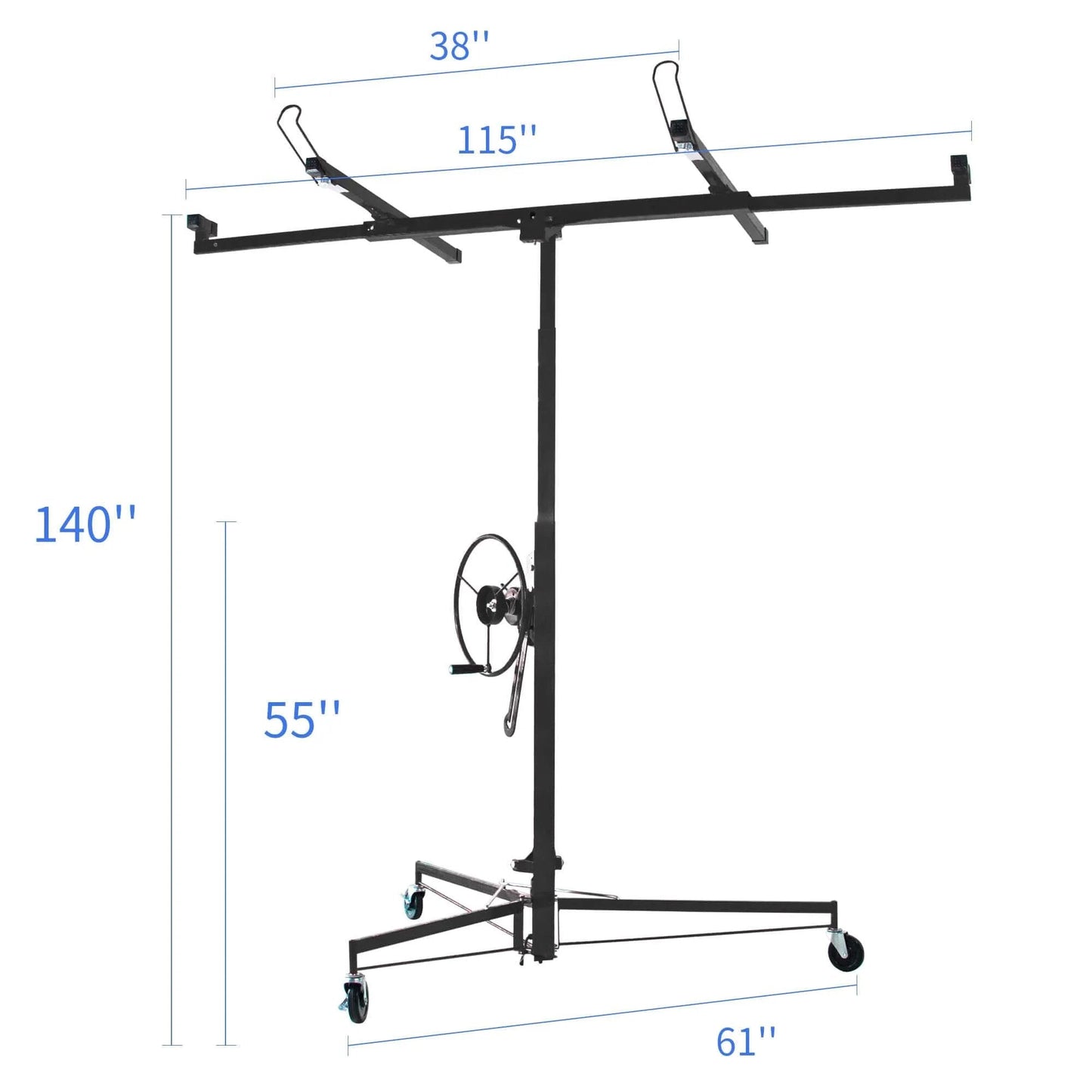 ✝️ 11FT Drywall Lift Panel Hoist Jack Lifter, 150LBS Heavy Duty Sheetrock Lift, Rolling Caster Wheels, Lockable Construction Tools