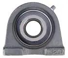 Front view of 1-1/4 Inch Tapped Base Pillow Block Bearing With Wide Inner Ring And Two Set Screws For Shaft, Cast Iron Housing
