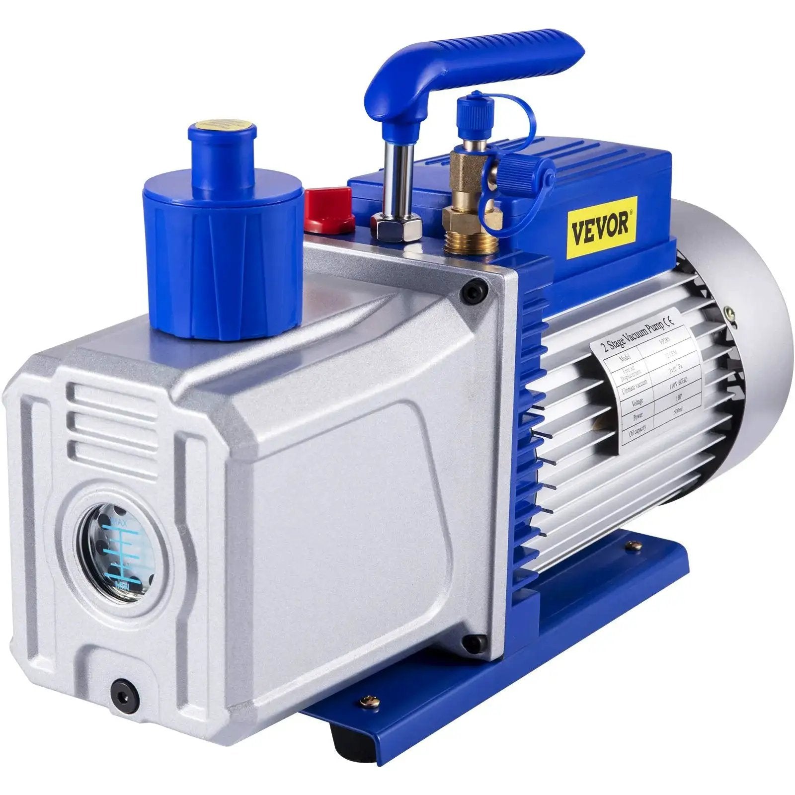 12 CFM 1 HP Double Stage HVAC Vacuum Pump by VEVOR with aluminum housing, for auto repair and air conditioning servicing
