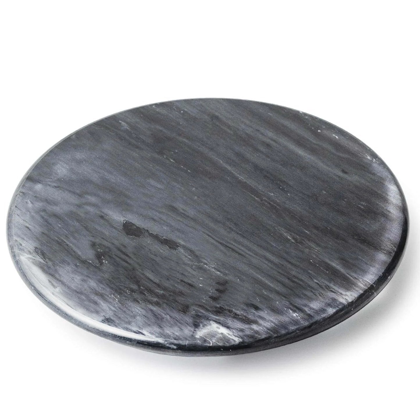 12 inch gray marble lazy susan turntable with aluminum bearing, smooth silent rotating stone tray designed for countertops and tables