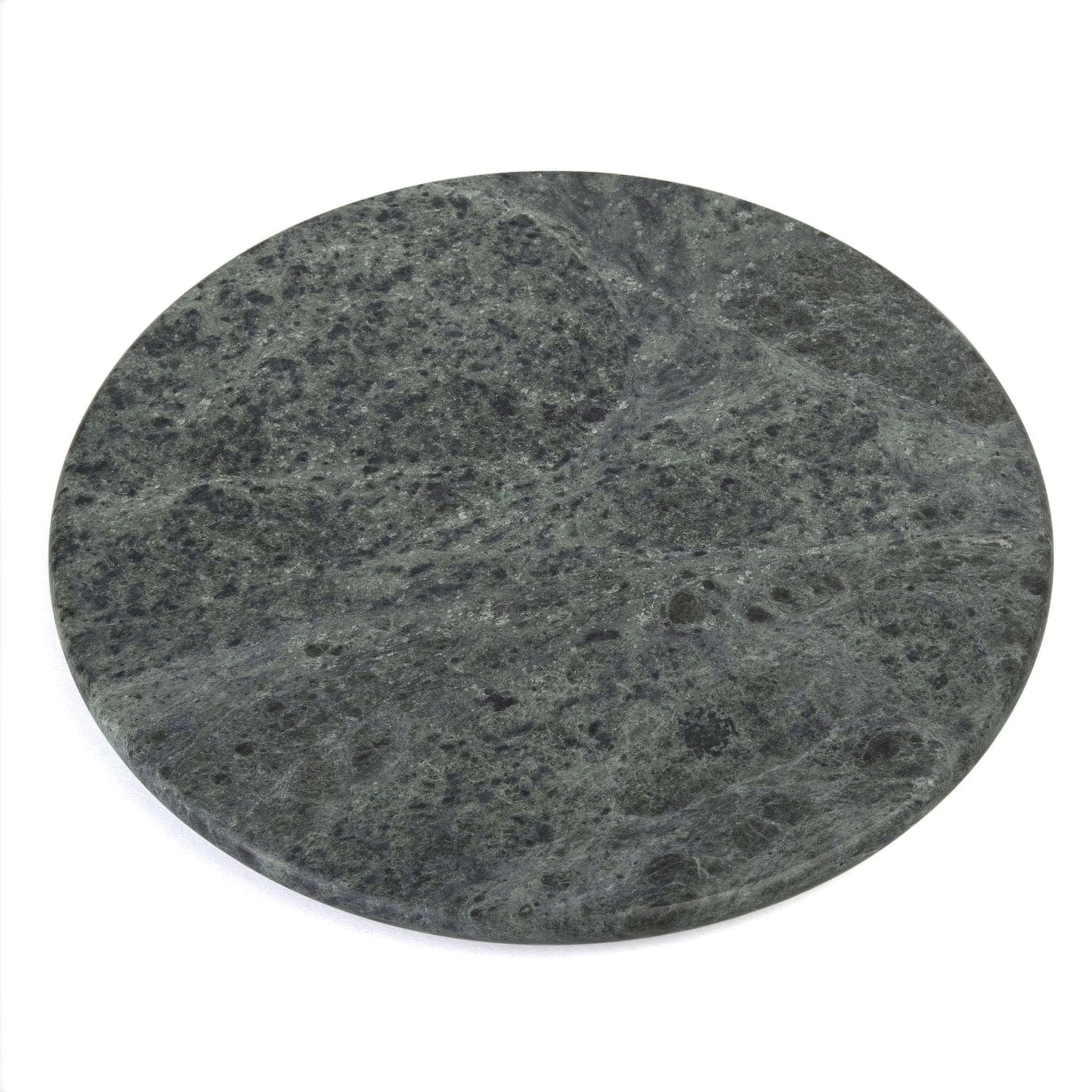 12 inch green natural marble lazy susan turntable, polished stone rotating serving tray designed for tables and countertops
