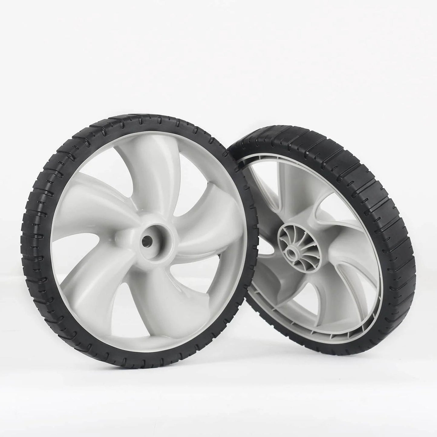 12 Inch Rear Lawn Mower Wheels Replacement for Arnold 490-324-0002, 12x1.75 plastic wheels, 2 pack, side view showing tread pattern