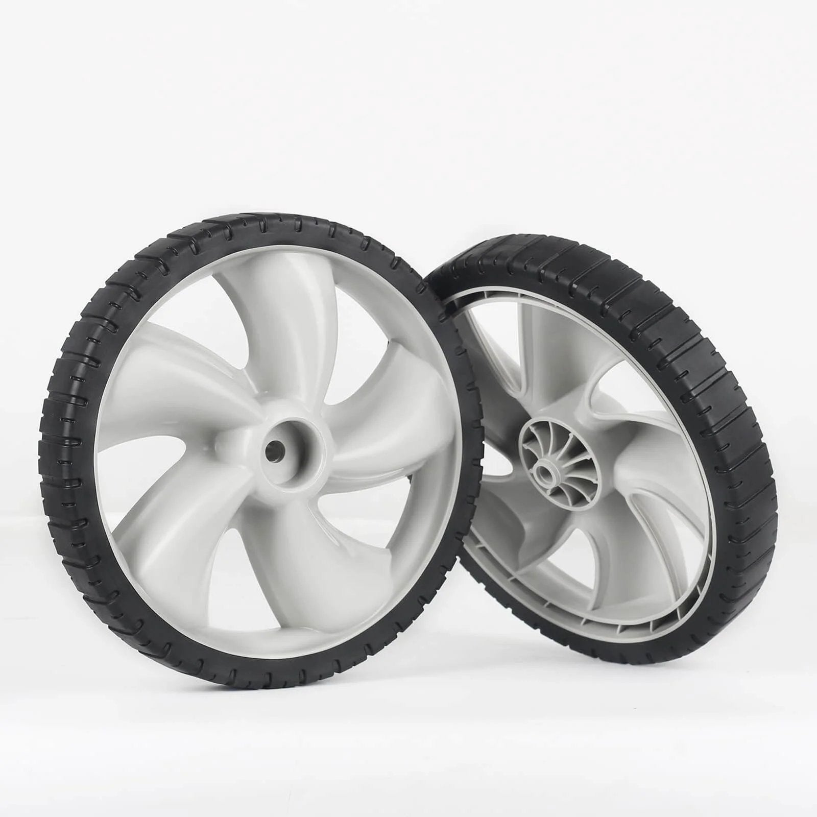 12 Inch Rear Lawn Mower Wheels Replacement for Arnold 490-324-0002, 12x1.75 plastic wheels, 2 pack, side view showing tread pattern
