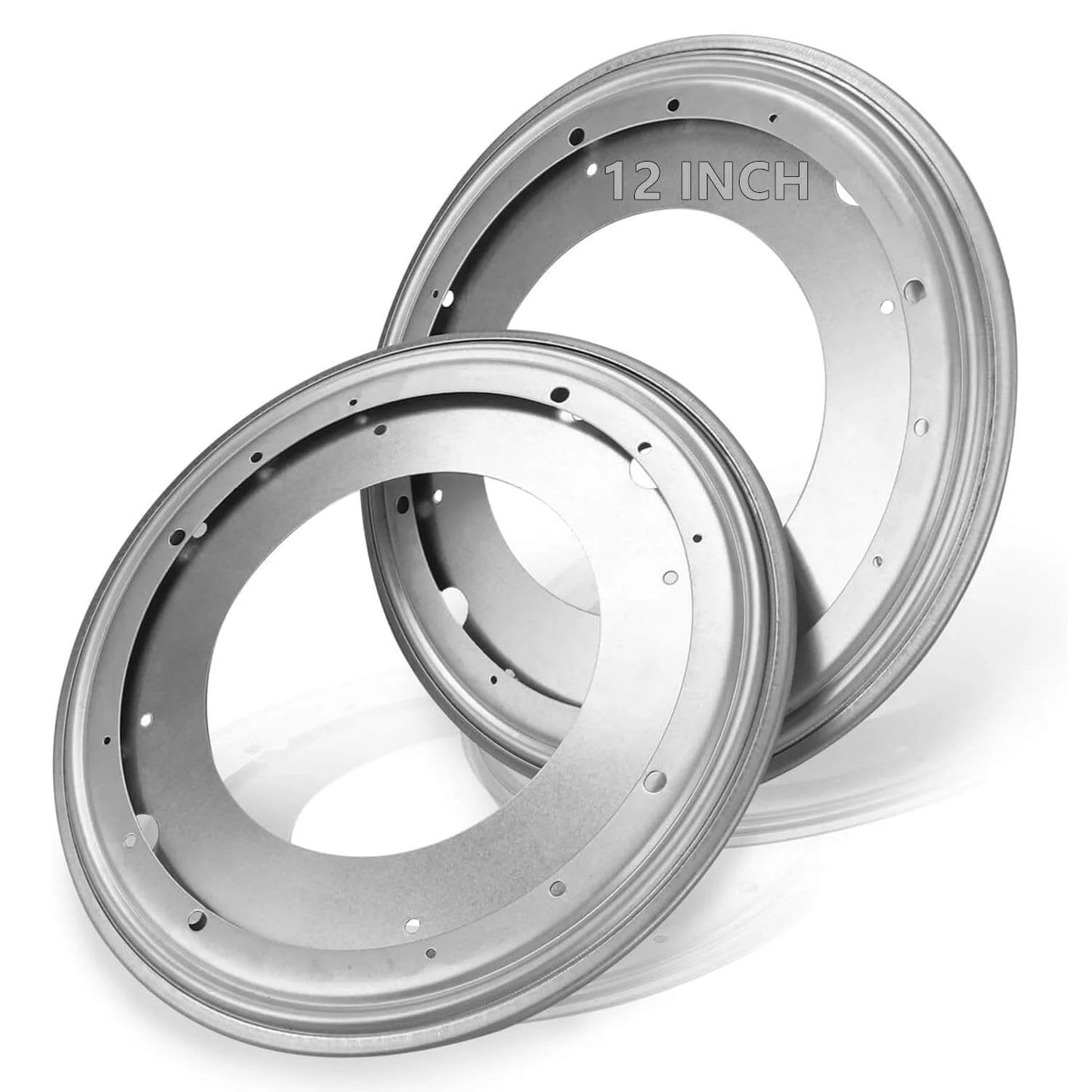 2 Pack 12 Inch Heavy Duty Lazy Susan Turntable Bearings, Galvanized Steel Swivel Bases with 5/16 Thickness, Smooth Quiet Rotation, Pre Drilled Holes, 1000 lb Load Capacity for Tables Cabinets & Displays