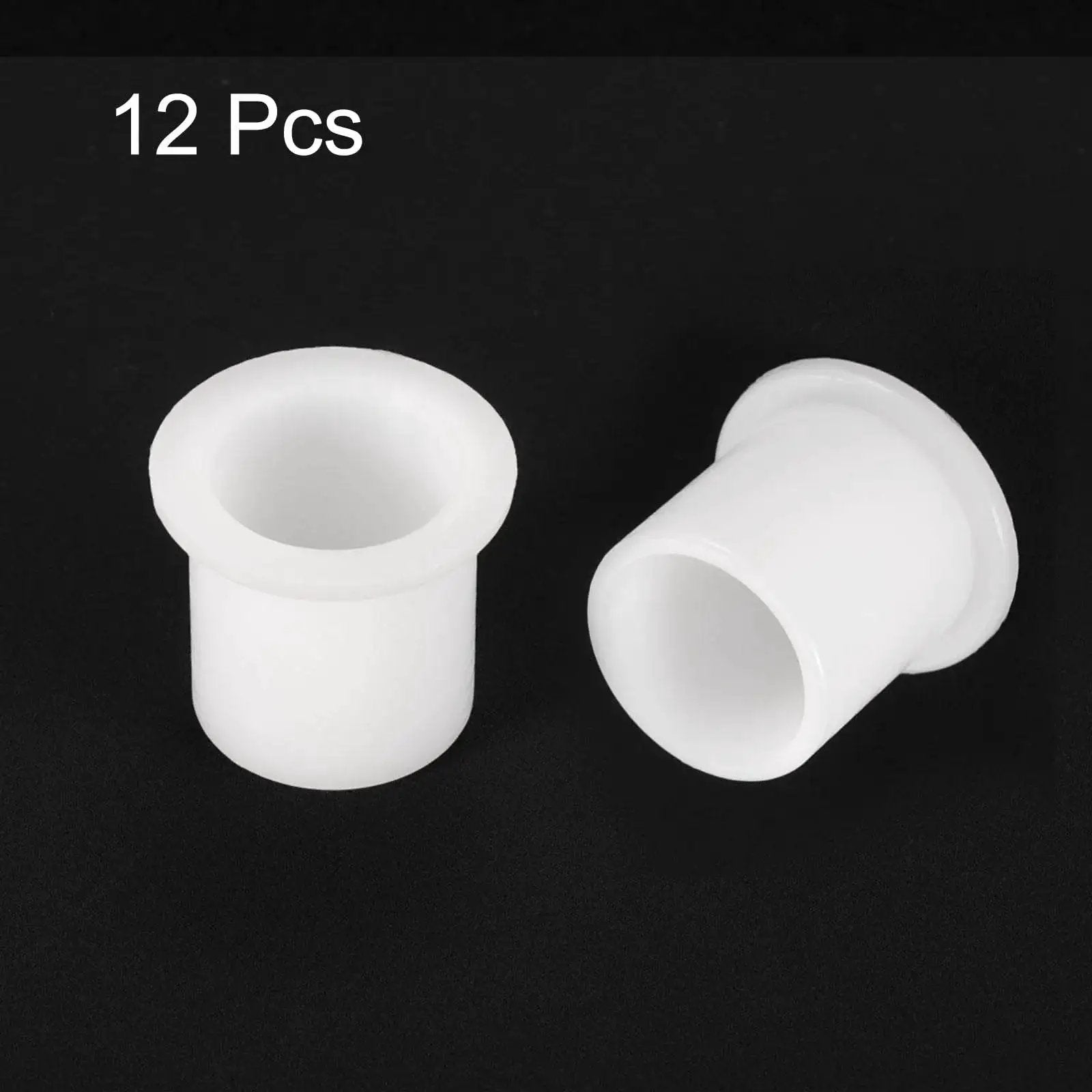 12 Pack Nylon Flanged Sleeve Bearings White Self Lubricating Plastic Bushings Bore 20mm on black background