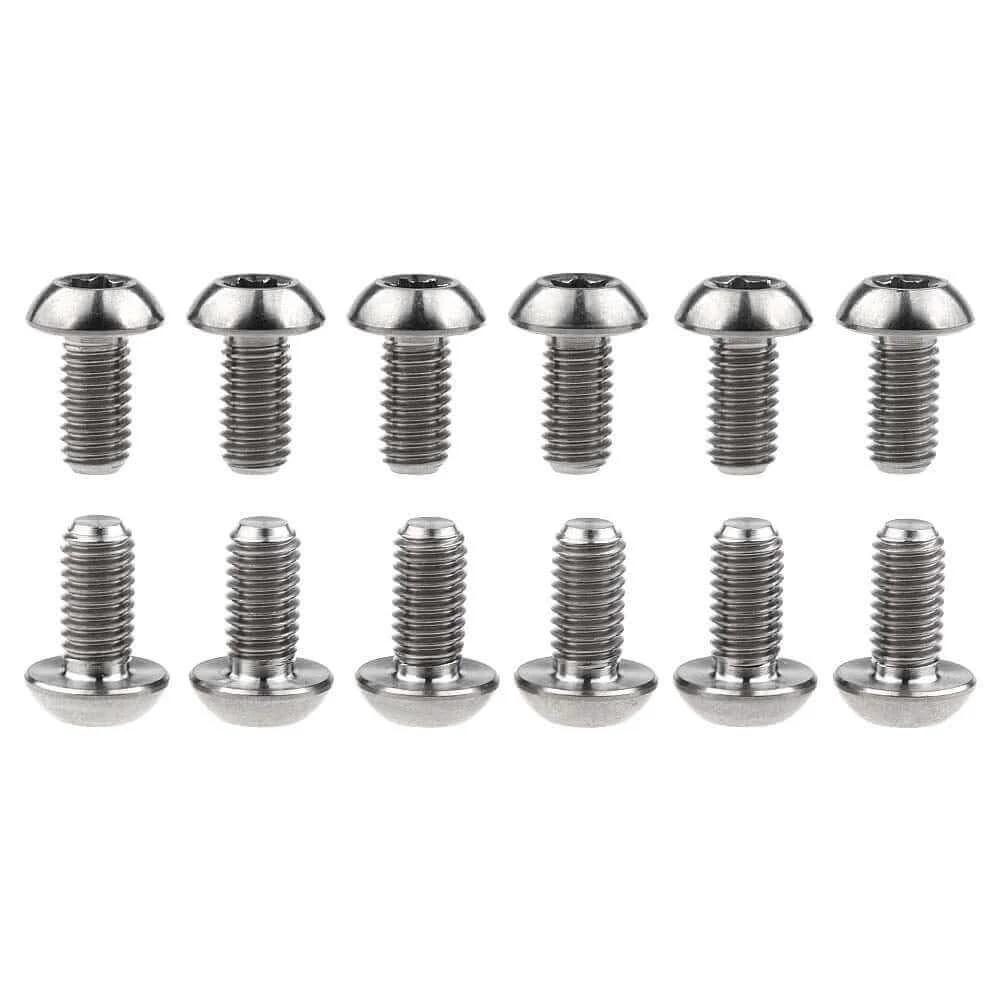 12 Pcs M5x10 Titanium Torx Bolts for Bicycle Disc Brake Rotors Made from Grade 5 6AL 4V Titanium Alloy Featuring T25 Torx Head Lightweight High Strength Natural Titanium Finish Compatible with Most Bike Disc Brake Systems