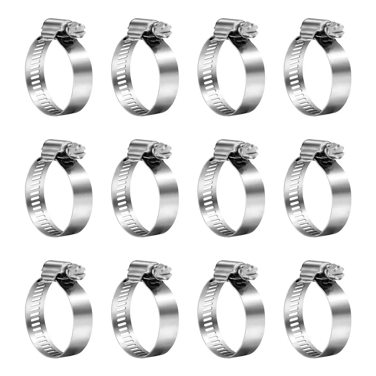 12 Pack 304 Stainless Steel SAE 24 Worm Gear Hose Clamps Adjustable From 1 And 1 Sixteenth Inch To 2 Inches Ideal For Automotive Marine Plumbing And Industrial Applications Corrosion Resistant Band Clamp Set