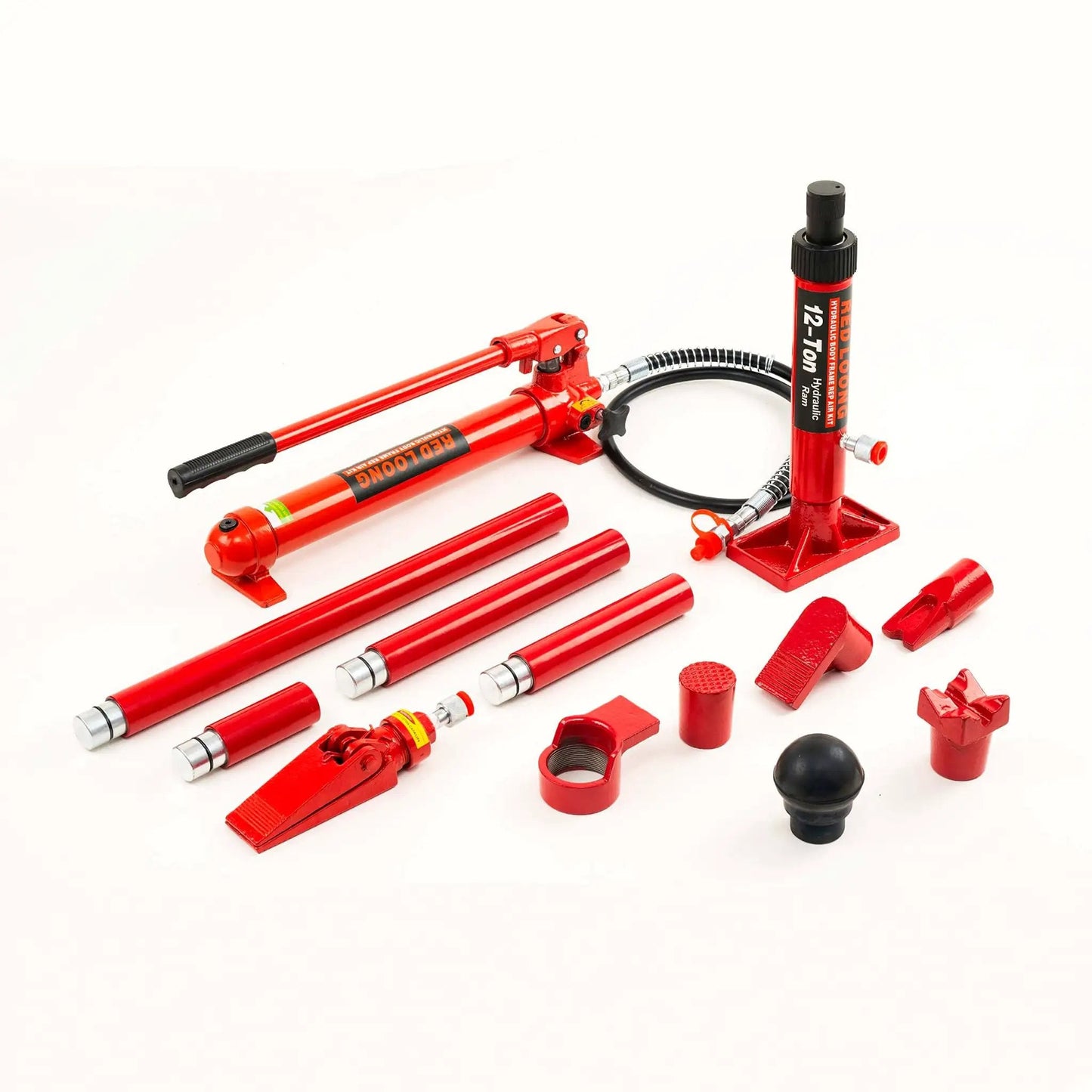 Powerful 12 Ton Porta Power Hydraulic Jack Kit For Auto Body Frame Repair With Heavy Duty Hydraulic Ram And Pump Set And Extension Tubes