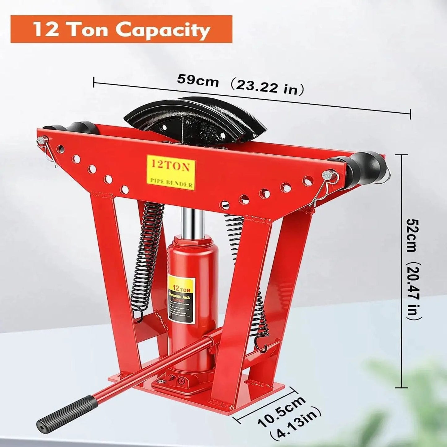 12 Ton Hydraulic Pipe Bender With Six Dies For Copper Steel And Iron Tubing Half Inch To Two Inch Adjustable 90 To 180 Degree Bends