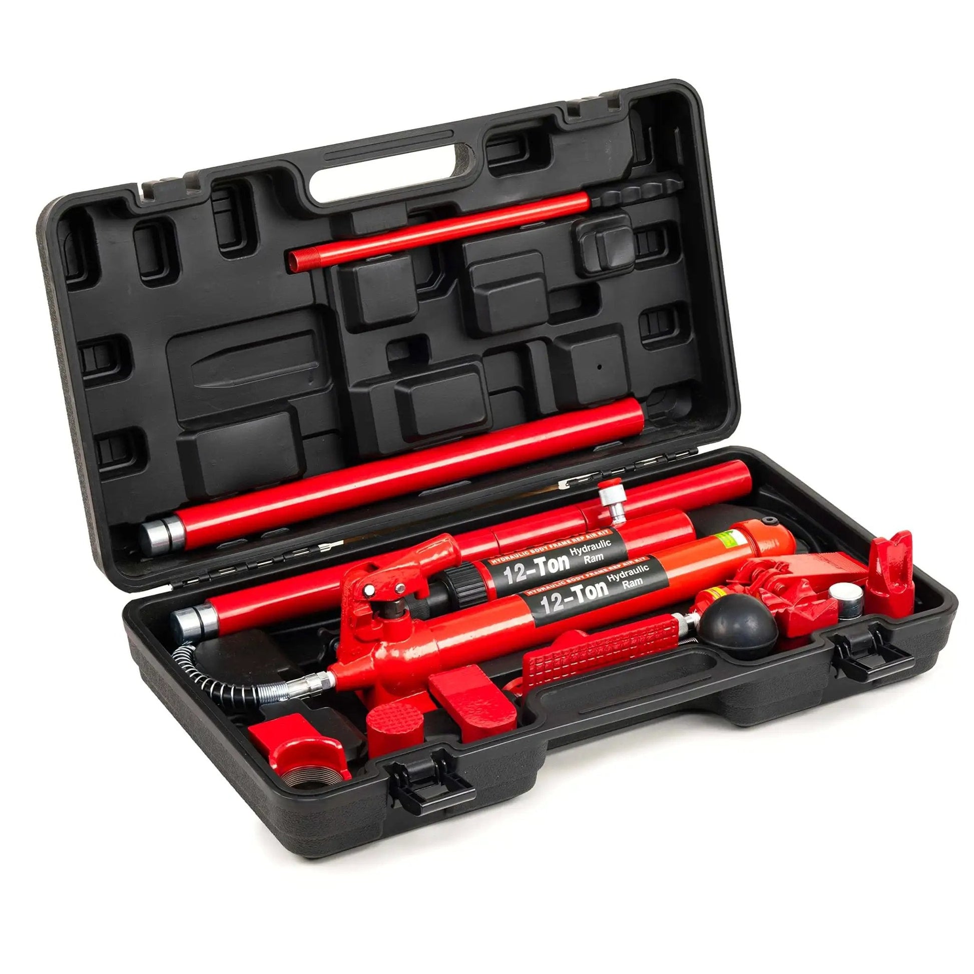 Powerful 12 Ton Porta Power Hydraulic Jack Kit For Auto Body Frame Repair with heavy duty hydraulic ram and pump in case