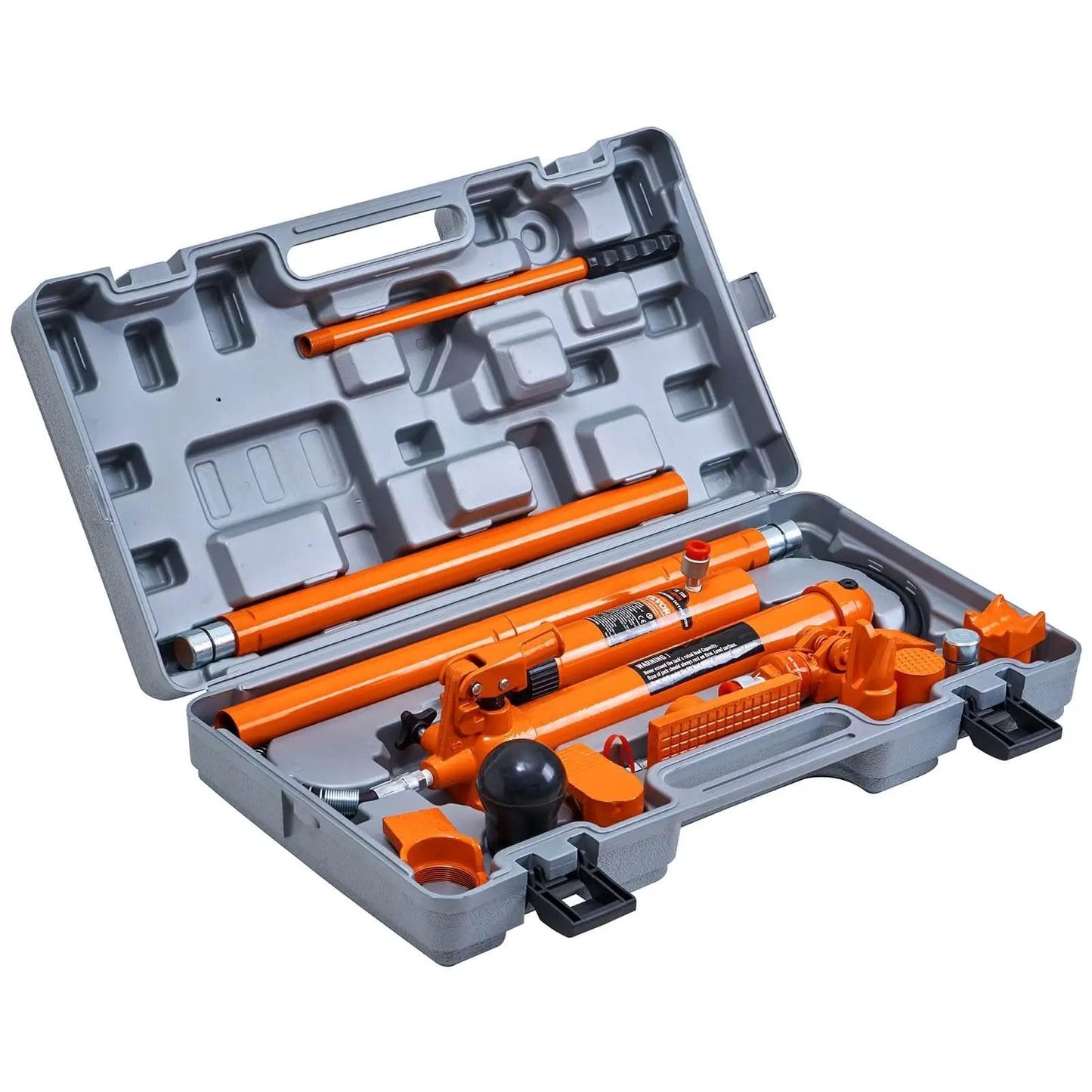12 Ton Porta Power Kit With Long Handle And 4.6 Ft Hose in durable storage case, portable hydraulic jack for auto body frame repair