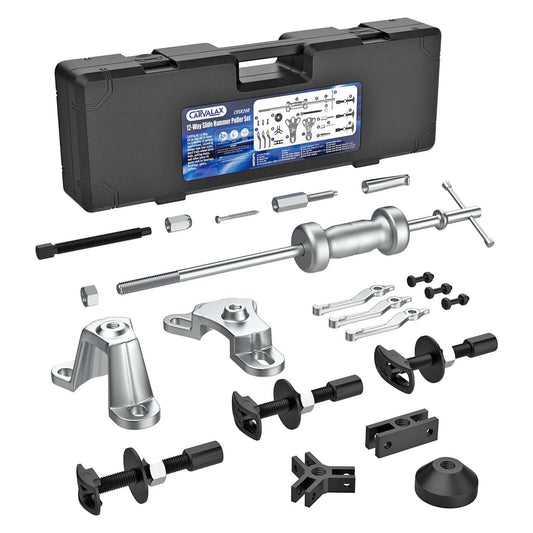 12-Way Slide Hammer Puller Set, Front Wheel Hub Bearing & Rear Wheel Axle Remover Puller Set, 23PCS Tool Kit with Black Carry Box
