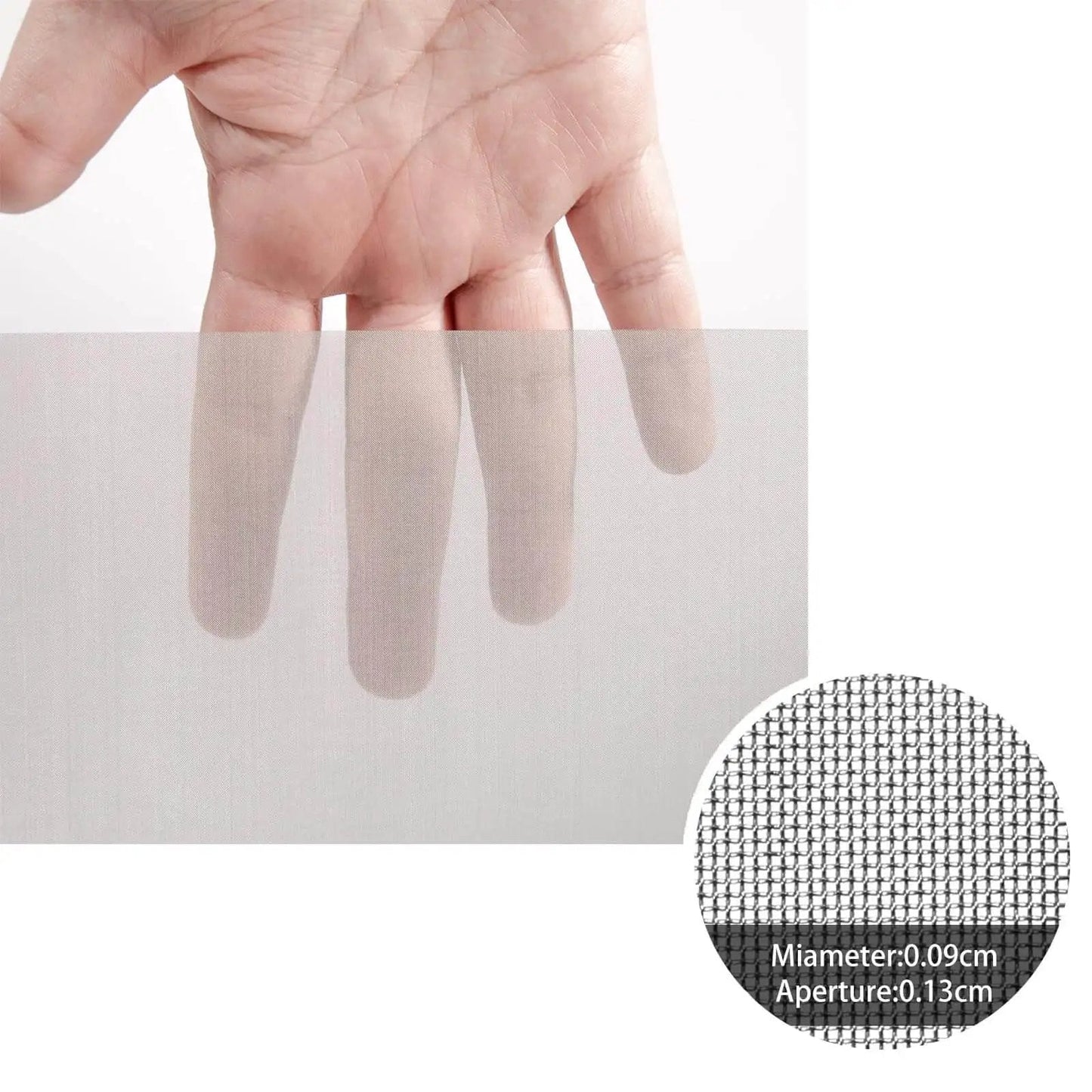Hand touching 120 Mesh 304 Stainless Steel Wire Mesh Screen for DIY Projects and Filtration, with close-up of fine metal weave.