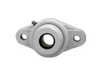 Front view of 1-1/8 in Narrow Set-Screw Bearing Housing, Pack of 2, Zinc-Plated Ball Insert, White Polymer NFL206 Open-Cover 2-Bolt Washdown Pillow Block.
