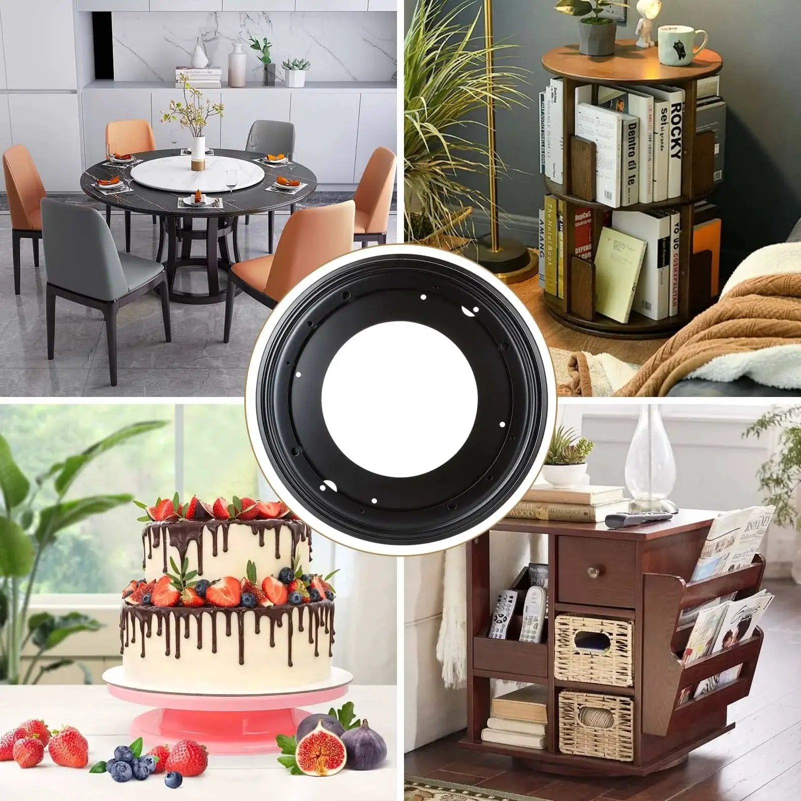 12 Inch Lazy Susan Bearing Set Four Pack Rotating Turntable Plate 5/16 Inch Thick Galvanized Steel Construction Supports Up To 1000 Pounds