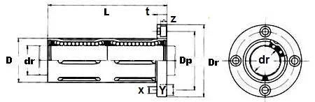 12mm Round Flanged Long Bushing Linear Motion LBF12LUU