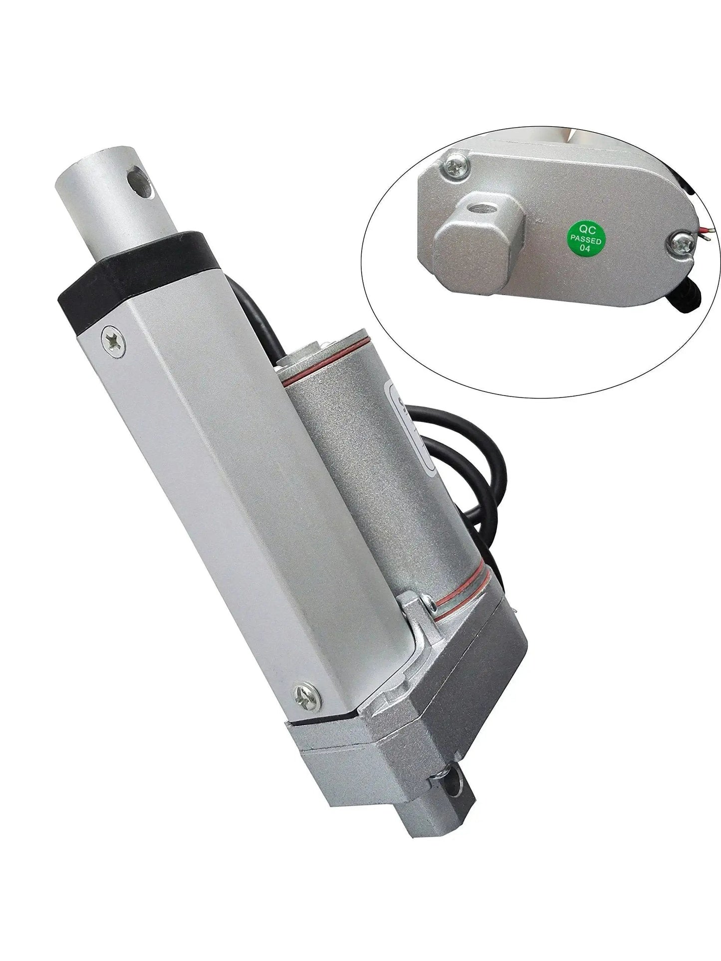 Heavy Duty 12V DC Linear Actuator With 2 Inch Stroke SOViK Beefy 750N Load, shown with mounting holes and limit switch detail