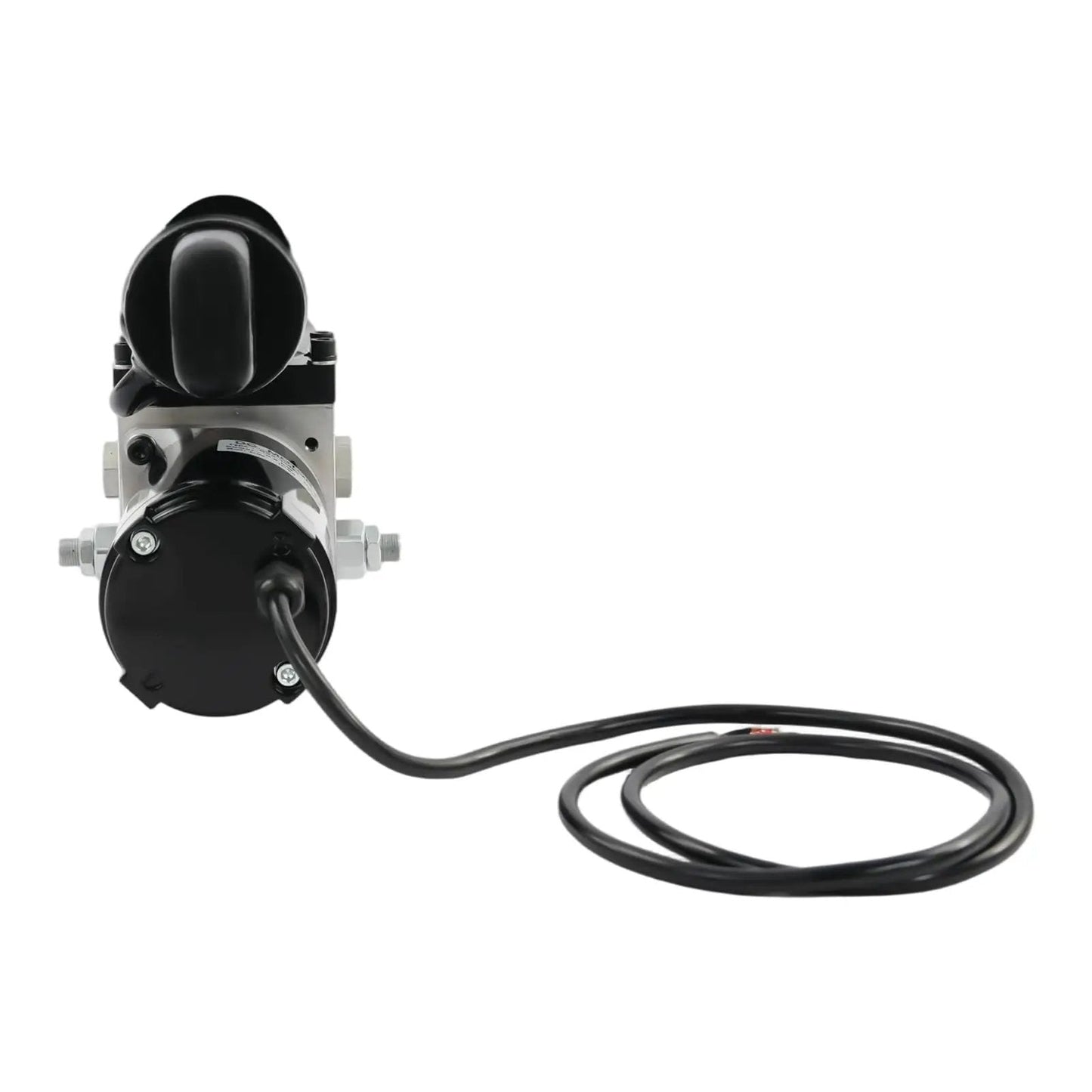 Front view of Beefy 12V Electric Hydraulic Linear Actuator with 8 Inch Stroke 2 Ton Load Capacity showing motor and wiring