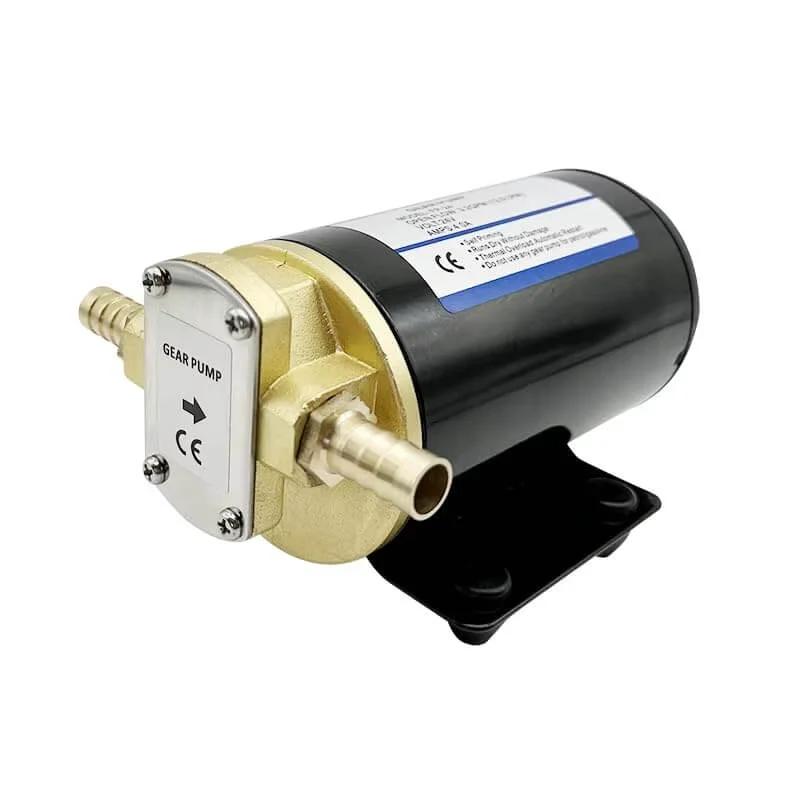 12V Gear Pump-3.2 GPM Self-Priming Impeller Oil Transfer for Machinery Fuel, brass and black design